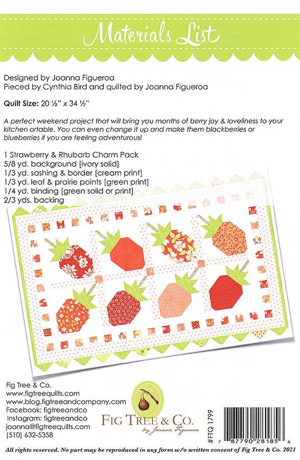 Berries Table Runner Quilt Pattern Fig Tree Quilts FTQ1799