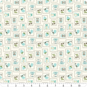 Cook Book Stamps Cottage C11757-Cottage by Lori Holt for Riley Blake Sold in 1/2 yard increments.