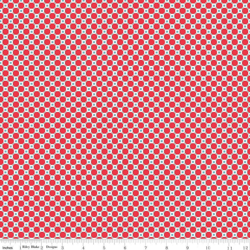 Cook Book Kitchen Tile Cayenne C11764-Cayenne by Lori Holt for Riley Blake Sold in 1/2 yard increments.