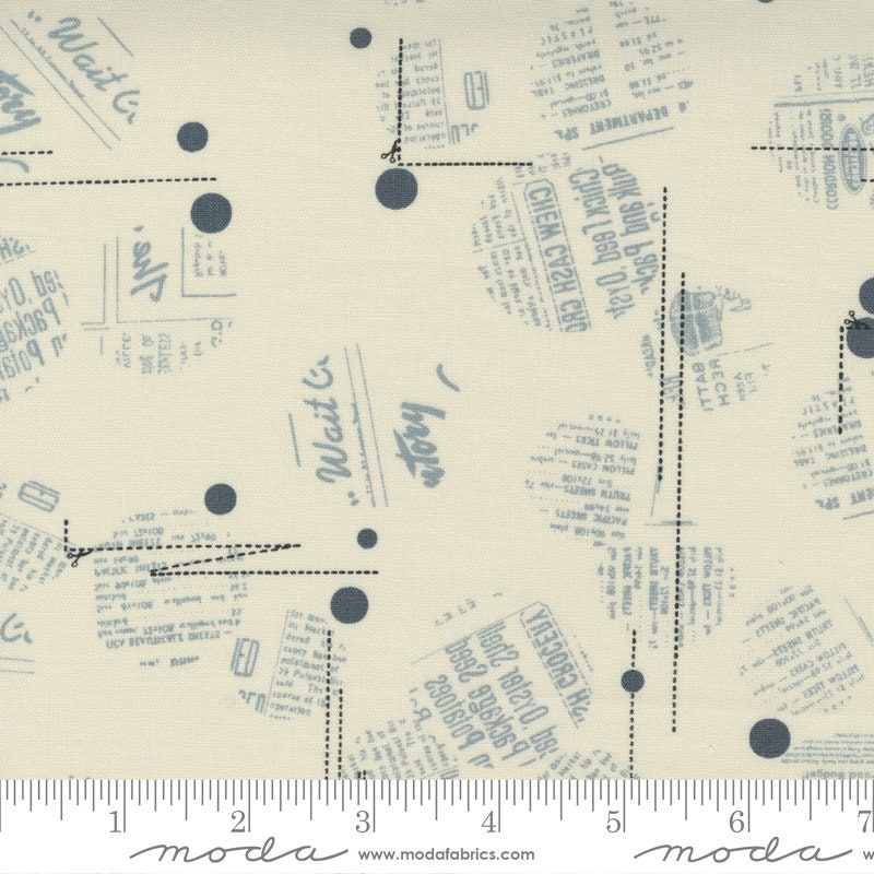 Modern Background Even More Paper News Dropping Eggshell Yardage 1762-12 by Zen Chic for Moda Fabrics Sold by 1/2 yard Increments