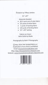 Frozen Quilt Pattern - Printed Pattern By Tiffany Jenkins Finished Size 51 x 87 inches
