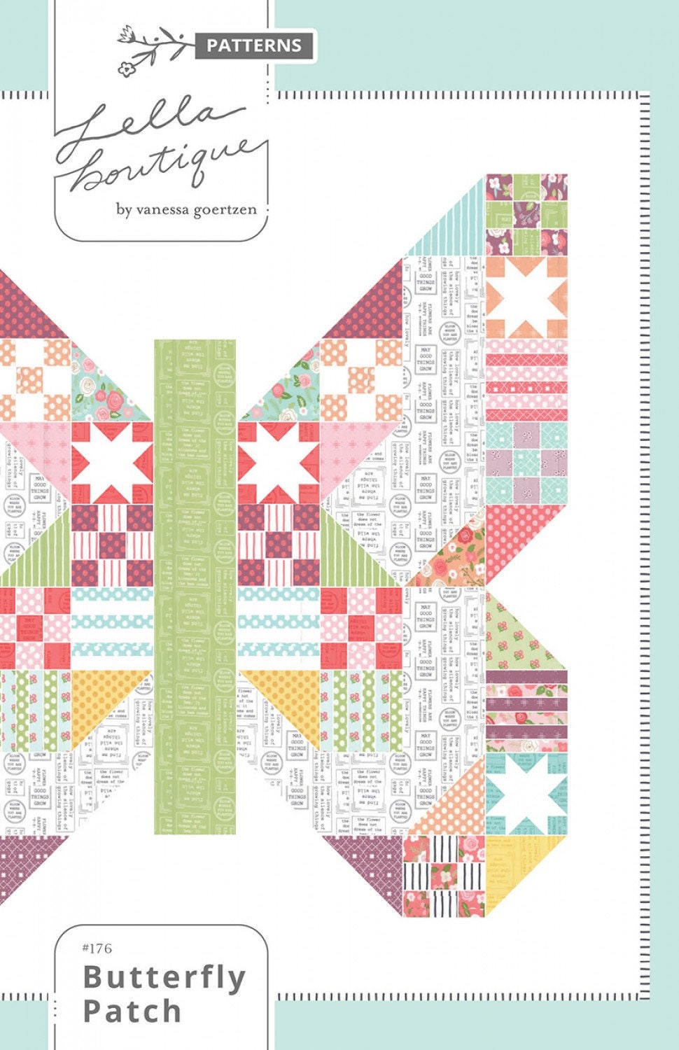 Butterfly Patch by Vanessa Goertzen for Lella Boutique, #176 Finished Size 66" x 66"