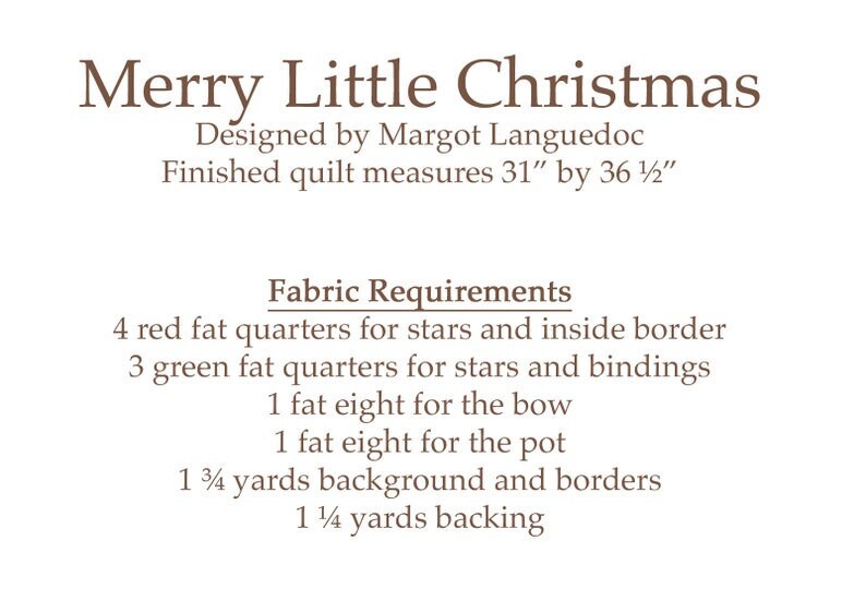 Merry Little Christmas Quilt Pattern TPB1915 By Margot Languedoc Designs for The Pattern Basket PATTERN ONLY