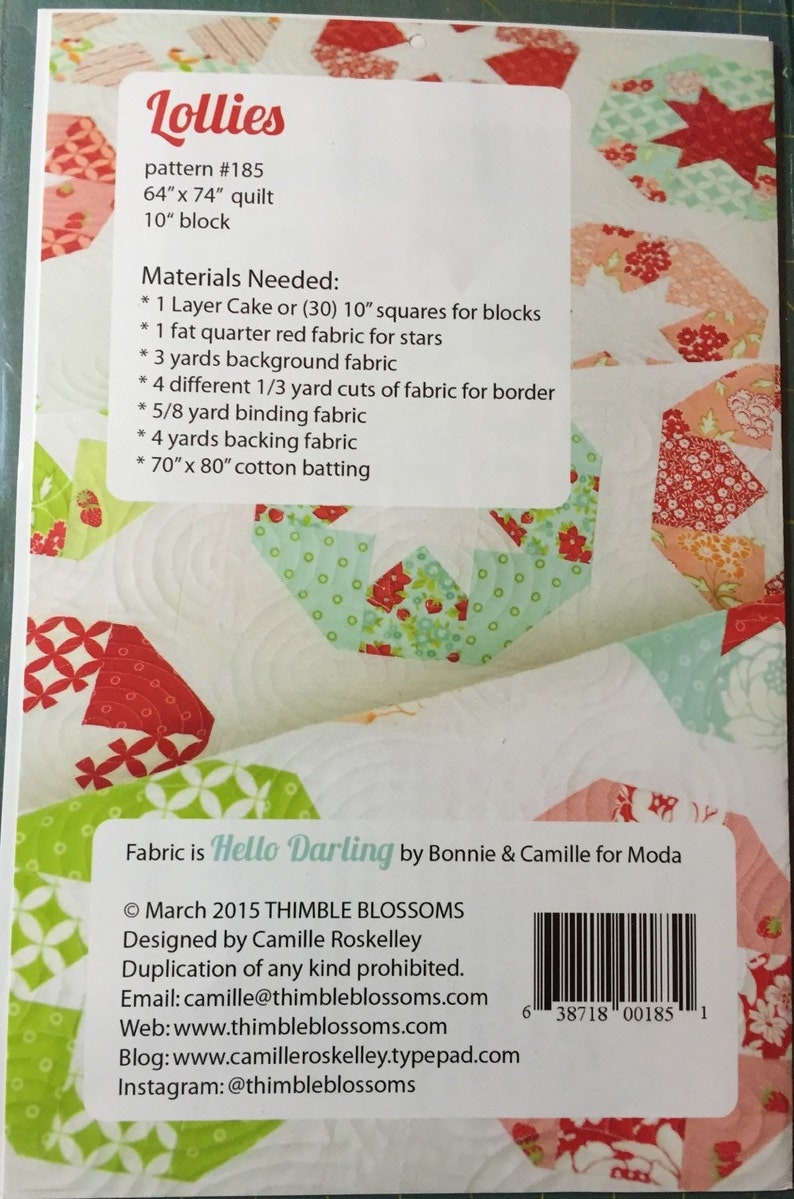 Lollies quilt pattern by Thimble Blossoms sewing pattern TBL185