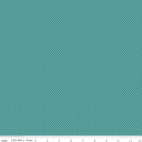 521 Bee Plaids Teal Bee Plaids October C12026-Teal by Lori Holt for Riley Blake Sold in 1/2 Yard increments