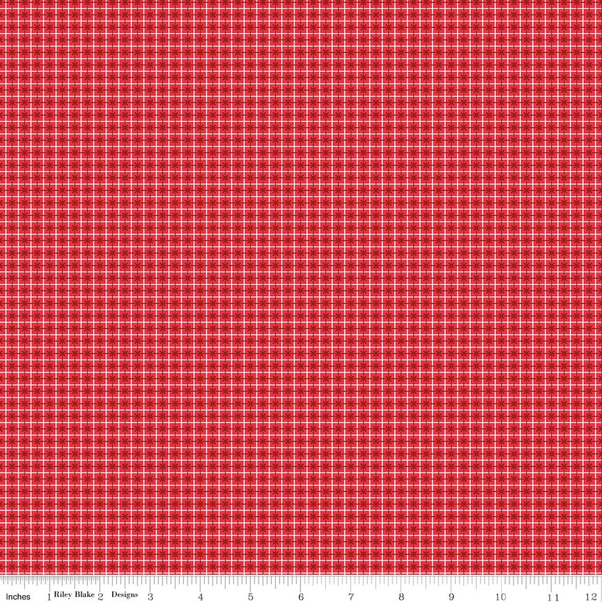 Bee Plaids Cayenne Bee Plaids Sweater C12036-Cayenne by Lori Holt for Riley Blake Sold in 1/2 yard increments cut continuously