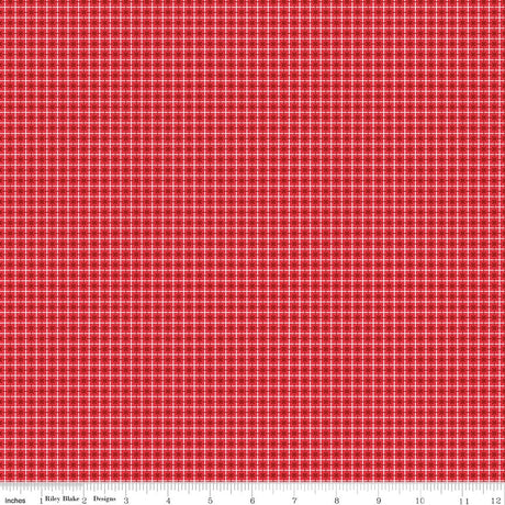 Bee Plaids Cayenne Bee Plaids Sweater C12036-Cayenne by Lori Holt for Riley Blake Sold in 1/2 yard increments cut continuously