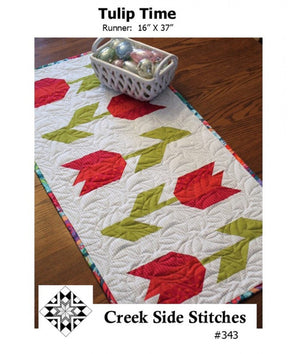 Tulip Time Printed Pattern CSS343 by Creek Side Stitches 16 x 37