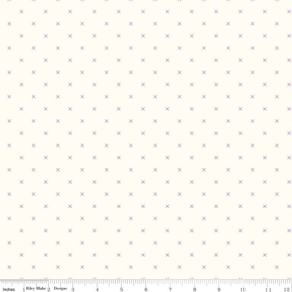 Bee Cross Stitch Plum Yardage - C747-Plum by Lori Holt of A Bee in My Bonnet for Riley Blake Designs