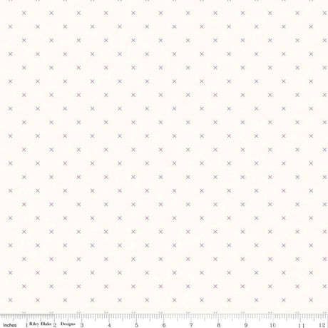Bee Cross Stitch Plum Yardage - C747-Plum by Lori Holt of A Bee in My Bonnet for Riley Blake Designs