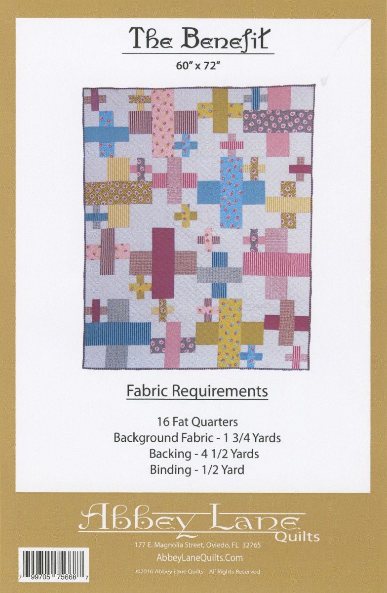 The Benefit Paper Quilt Pattern ALQ223 by Abbey Lane Quilts, 60" x 72"