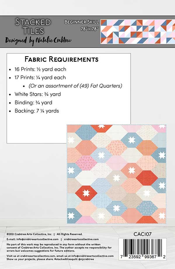 Stacked Tiles Quilt Pattern by Crabtree Arts Collective Finished Size 78" x 78"
