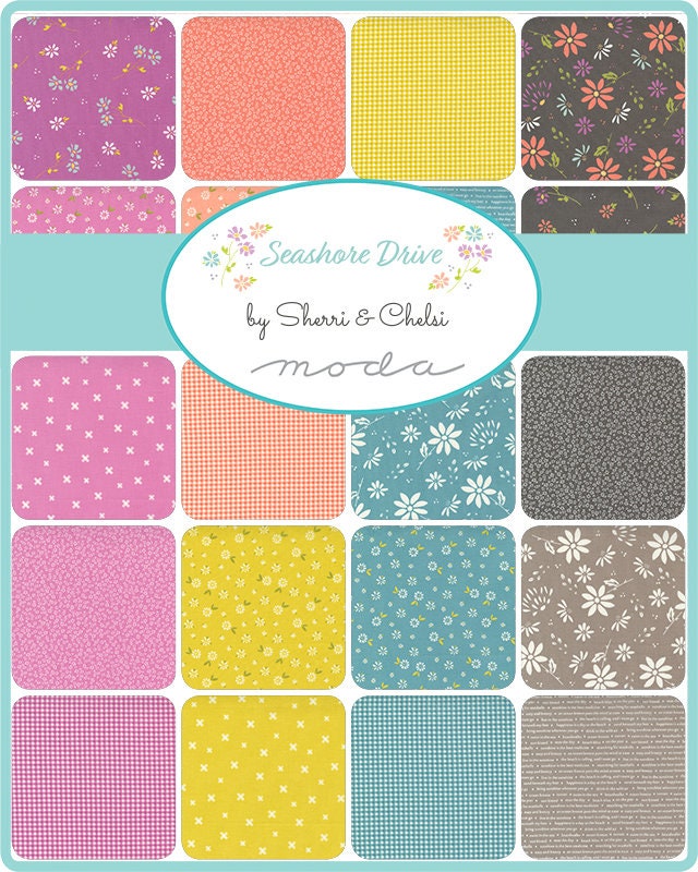 Seashore Drive Picnic Violet Yardage 37626-13 by Sherri and Chelsi for Moda Fabrics Sold in 1/2 Yard Increments Cut Continuously