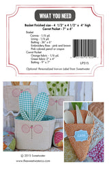 The Bunny Hop, Bunny Basket and Carrot Pocket, by Sweetwater LP515 Paper Pattern Only