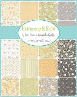Buttercup and Slate Stitched Stars in Cloud-Pebble 29155-36 by Corey Yoder Sold in 1/2 yard increments