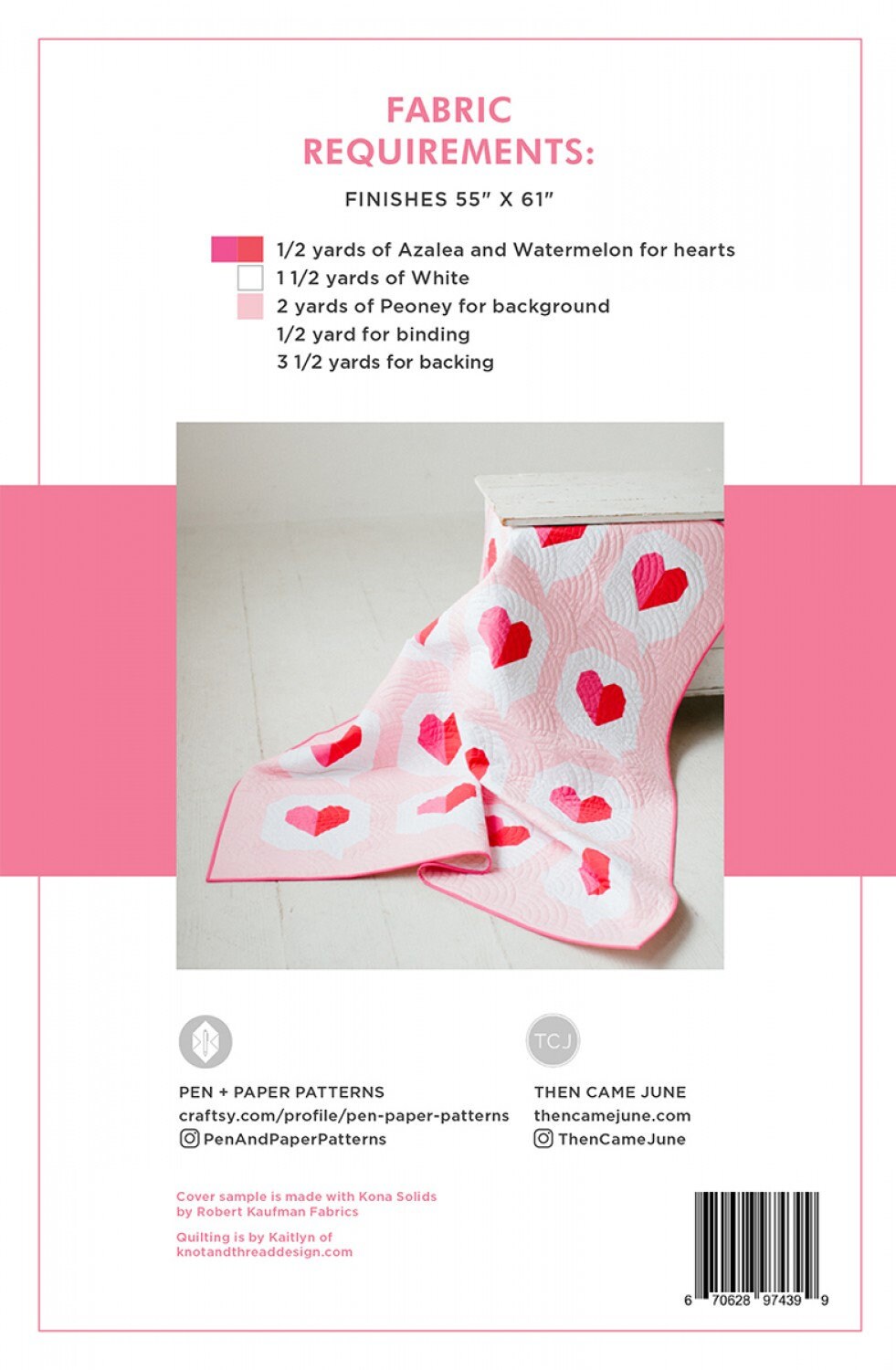 I Heart You Quilt TJCMHQ01 By Then Came June and Pen and Paper