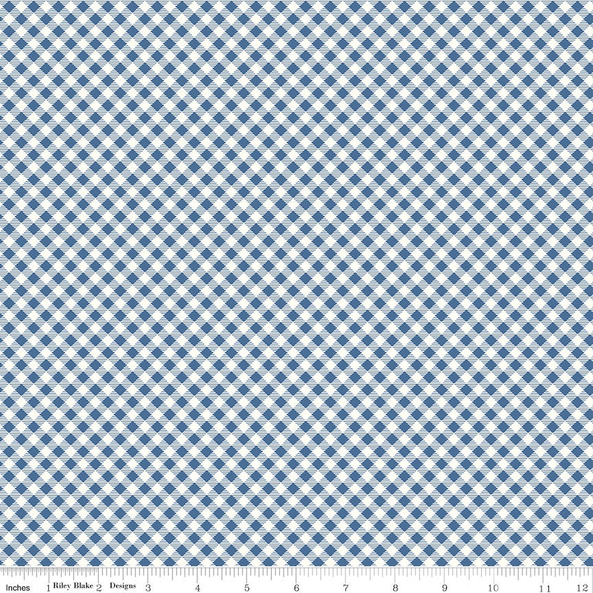 Bee Ginghams Denim Bee Ginghams Carolyn C12551-Denim by Lori Holt for Riley Blake Sold in 1/2 yard increments