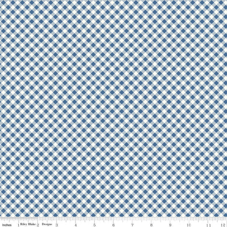 Bee Ginghams Denim Bee Ginghams Carolyn C12551-Denim by Lori Holt for Riley Blake Sold in 1/2 yard increments