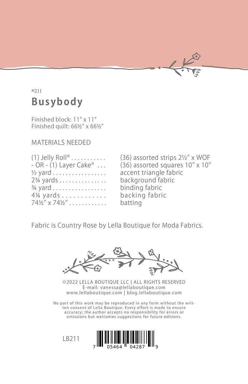 Busybody by Vanessa Goertzen for Lella Boutique, LB211 Finished Size 66 1/2" x 66 1/2"