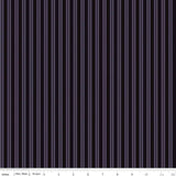 Spooky Hollow Stripes C10577 Eggplant Riley Blake Designs - Halloween Purple Black Stripe Striped Cotton Fabric Sold in 1/2 Yard Increments