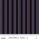 Spooky Hollow Stripes C10577 Eggplant Riley Blake Designs - Halloween Purple Black Stripe Striped Cotton Fabric Sold in 1/2 Yard Increments