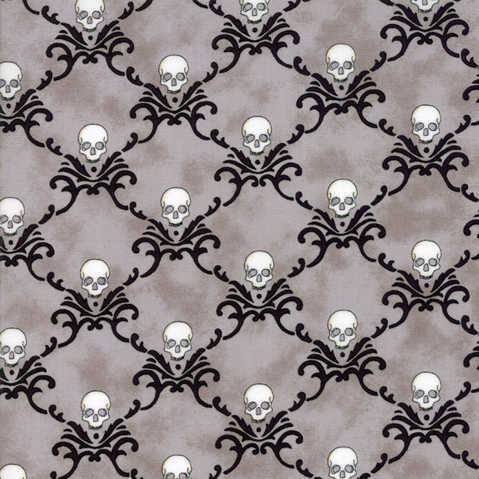 Eerily Elegant skulls- wicked grey SKU 19814 15 by Deb Strain for Moda Fabrics