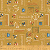 Forget Me Not Stamps Ochre 53009-5 by Allison Harris of Cluck Cluck Sew from Windham's Fabrics sold in 1/2 yard increments