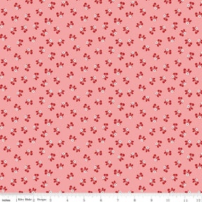 Calico Cherries Coral C12848-Coral by Lori Holt Sold by 1/2 Yard Increments