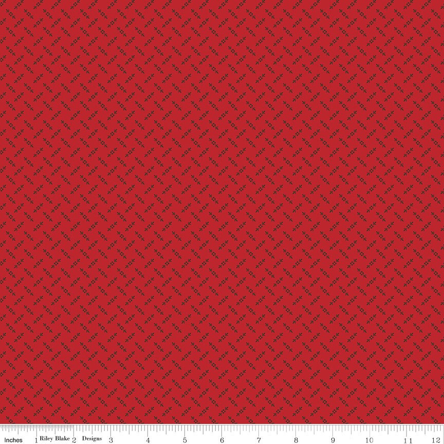 Calico Shirting Red C12850-Red by Lori Holt Sold by 1/2 Yard Increments