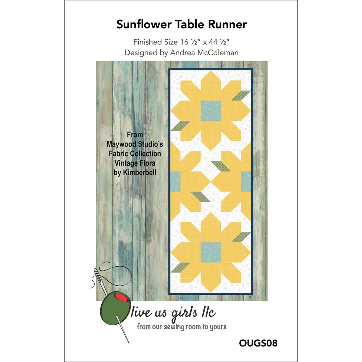 Sunflower Table Runner Paper Pattern Only by Andrea McColeman for Olive US Girls OUGS08
