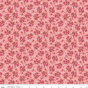 Calico Bouquet Coral C12840-Coral by Lori Holt Sold by 1/2 Yard Increments
