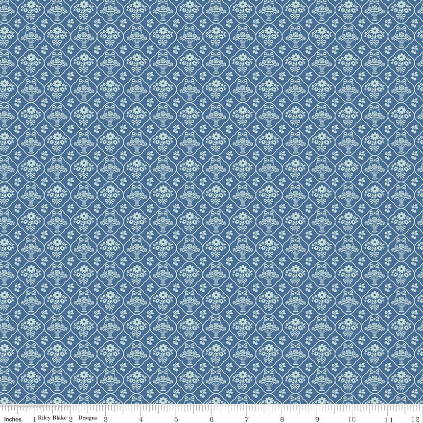 Calico Wallpaper Denim C12841-Denim by Lori Holt Sold by 1/2 Yard Increments