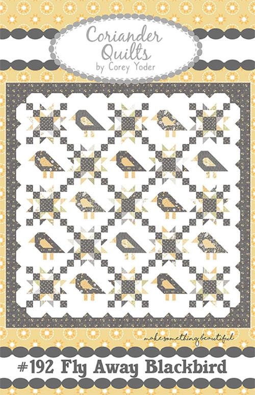 Buttercup and Slate Stitched Stars in Cloud-Pebble 29155-36 by Corey Yoder Sold in 1/2 yard increments