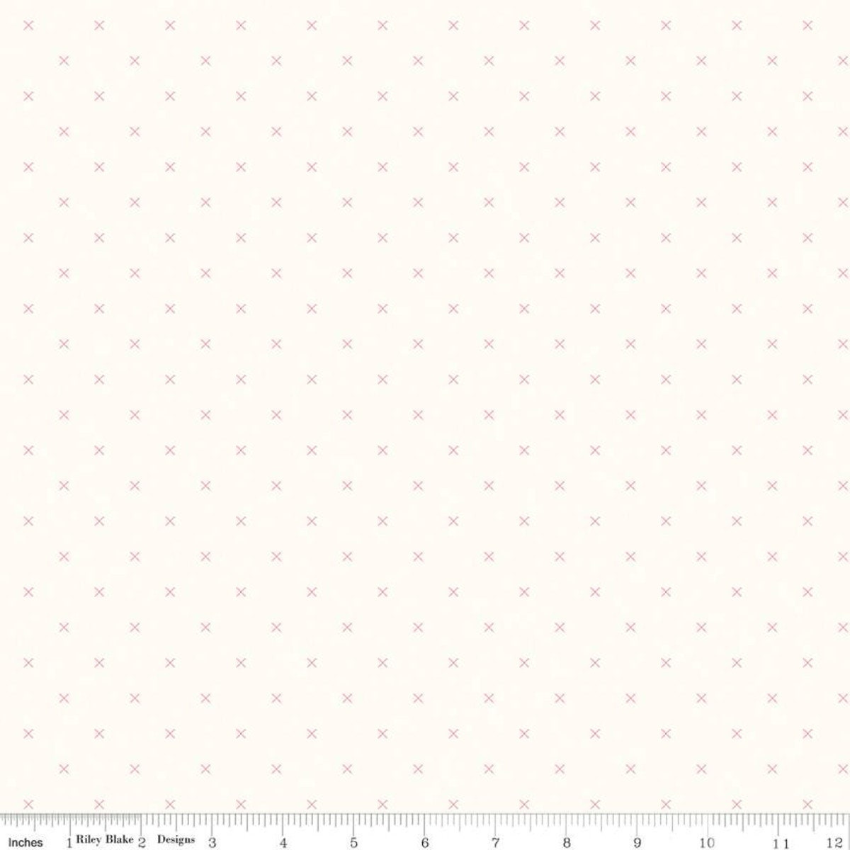 Bee Cross Stitch on Cloud Daisy Yardage - C747-Daisy by Lori Holt of A Bee in My Bonnet for Riley Blake Designs sold in 1/2 yard increments