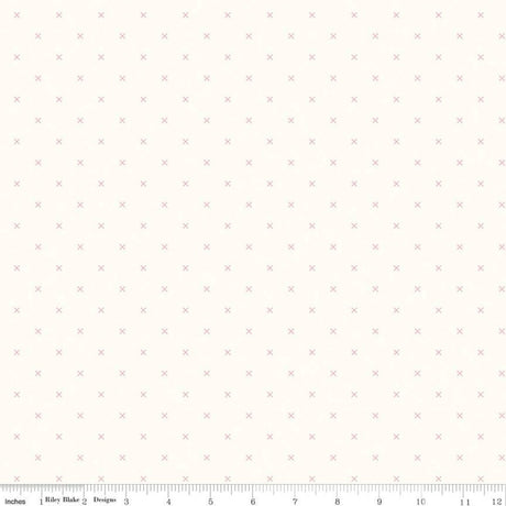 Bee Cross Stitch on Cloud Daisy Yardage - C747-Daisy by Lori Holt of A Bee in My Bonnet for Riley Blake Designs sold in 1/2 yard increments