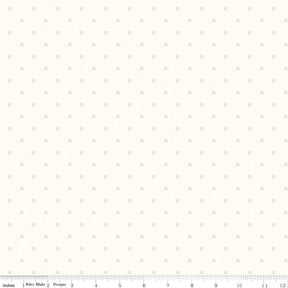 Bee Cross Stitch Coral Yardage - C747-Coral by Lori Holt of A Bee in My Bonnet for Riley Blake Designs