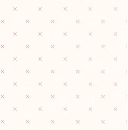 Bee Cross Stitch Coral Yardage - C747-Coral by Lori Holt of A Bee in My Bonnet for Riley Blake Designs