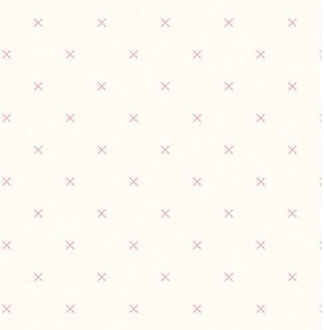 Bee Cross Stitch Coral Yardage - C747-Coral by Lori Holt of A Bee in My Bonnet for Riley Blake Designs