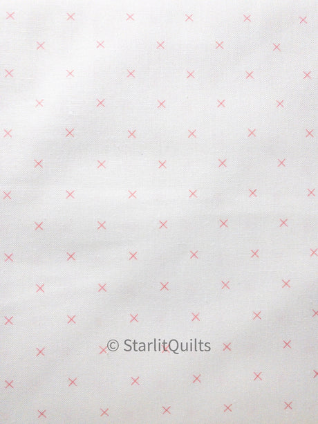 Bee Cross Stitch Coral Yardage - C747-Coral by Lori Holt of A Bee in My Bonnet for Riley Blake Designs