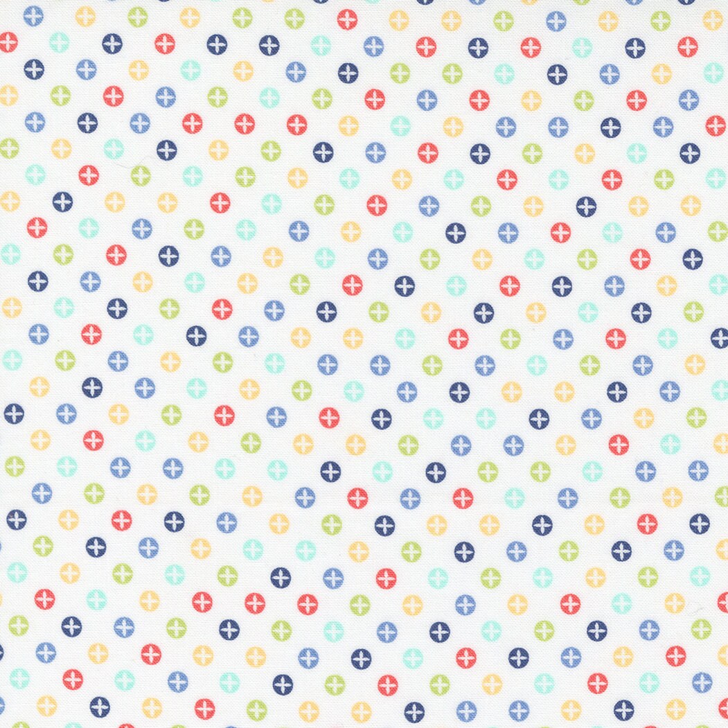 Sunwashed Pomegranate Polka Cloud Multi Yardage 29166-11 by Moda Fabrics Sold in 1/2 yard increments cut continuously