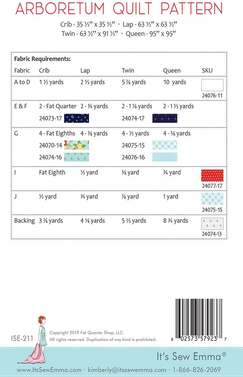 Arboretum Printed Quilt Pattern By It's Sew Emma #ISE-211 by It's Sew Emma 4 sizes available
