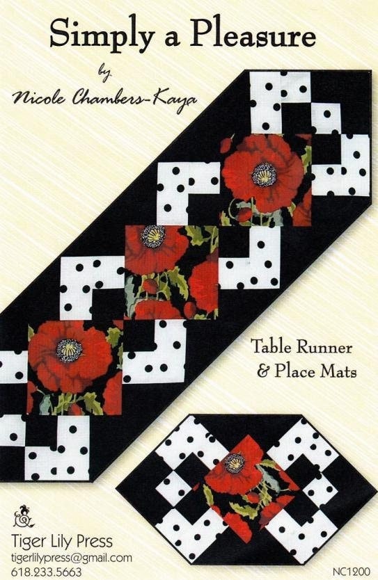 Simply A Pleasure printed sewing pattern for table runner 42in x 13 1/2in and place mats 23in x 13 1/2in by Tiger Lily Press TLP1200