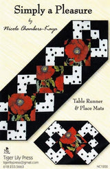 Simply A Pleasure printed sewing pattern for table runner 42in x 13 1/2in and place mats 23in x 13 1/2in by Tiger Lily Press TLP1200