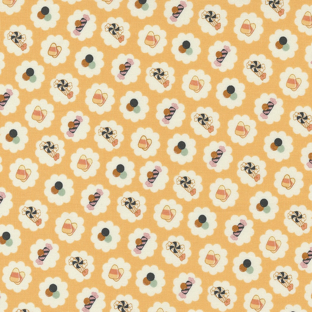 Owl O Ween Candy in Pumpkin 31192 13 by Urban Chicks Sold in 1/2 yard Increments