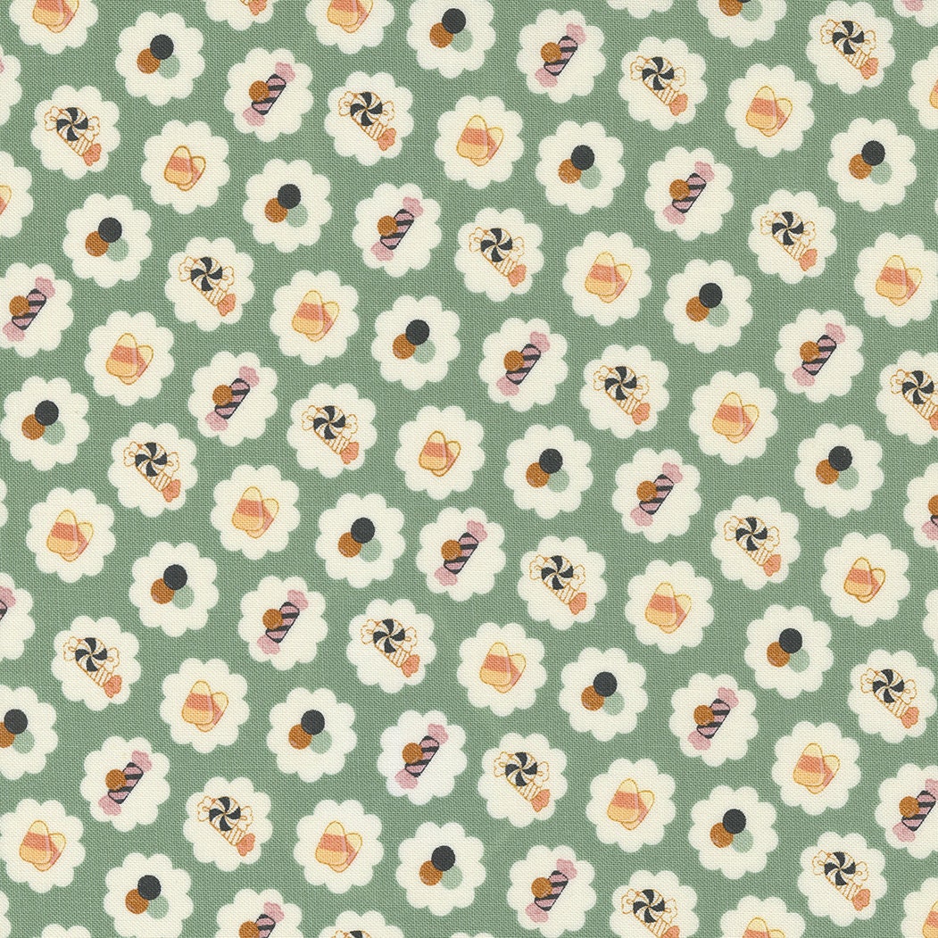 Owl O Ween Candy in Gobblin Green 31192 15 by Urban Chicks Sold in 1/2 yard Increments