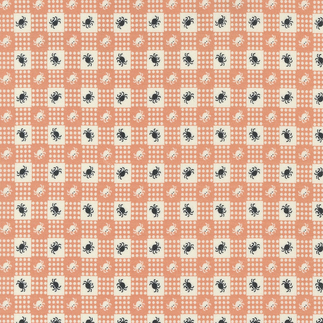Owl O Ween Spider Gingham in Pink Spell 31194 16 by Urban Chicks Sold in 1/2 yard Increments