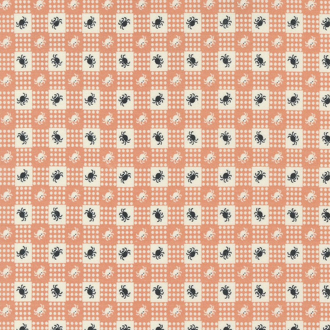 Owl O Ween Spider Gingham in Pumpkin 31194 13 by Urban Chicks Sold in 1/2 yard Increments