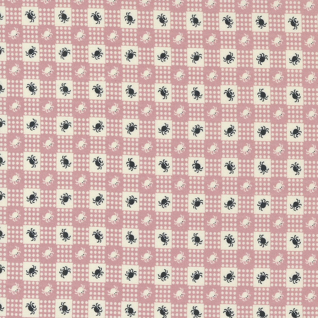 Owl O Ween Spider Gingham in Pink Spell 31194 16 by Urban Chicks Sold in 1/2 yard Increments