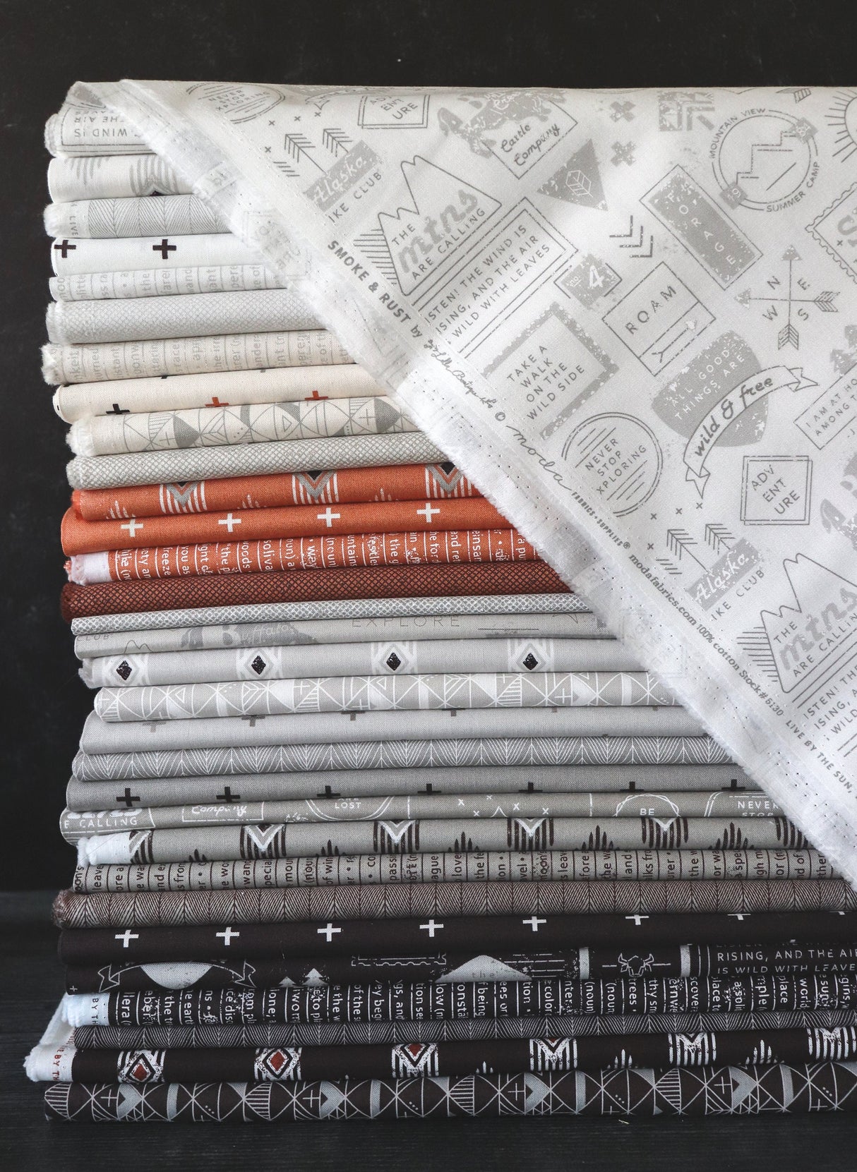 Smoke and Rust Mountain Speak Ash Yardage 5131-11 by Lella Boutique for Moda Fabrics sold in 1/2 yard increments