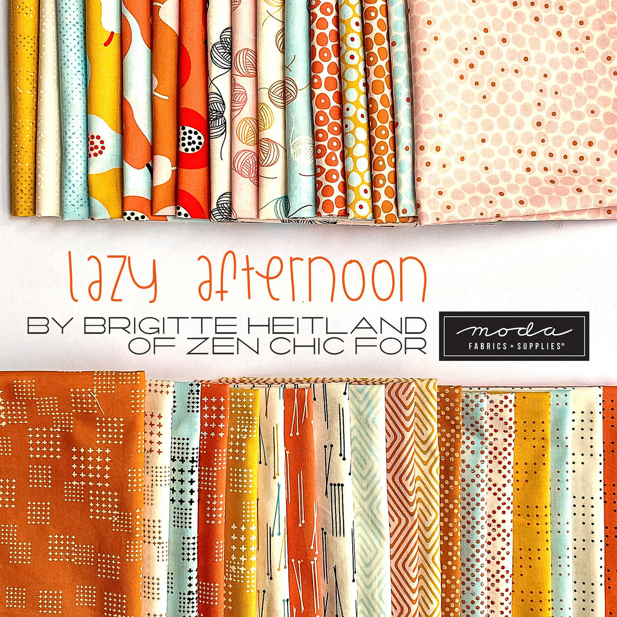 Lazy Afternoon Stitching in Bronze by Zen Chic 1786 26 for Moda Fabrics